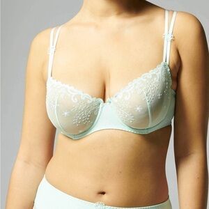 Simone Perele Delice Demi Bra in color Sea Green, size 30D NWOT